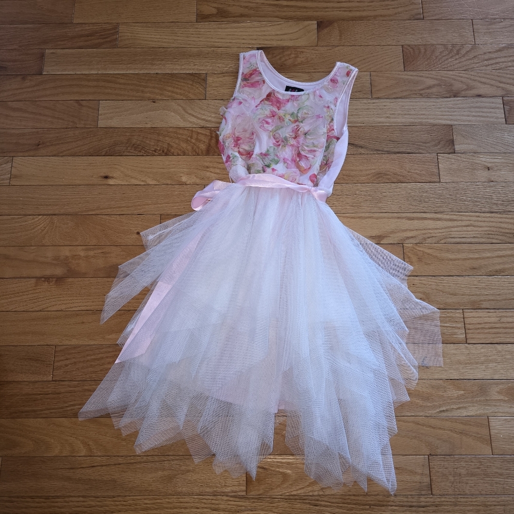 TILT Pink and White Floral Kids Formal Dress